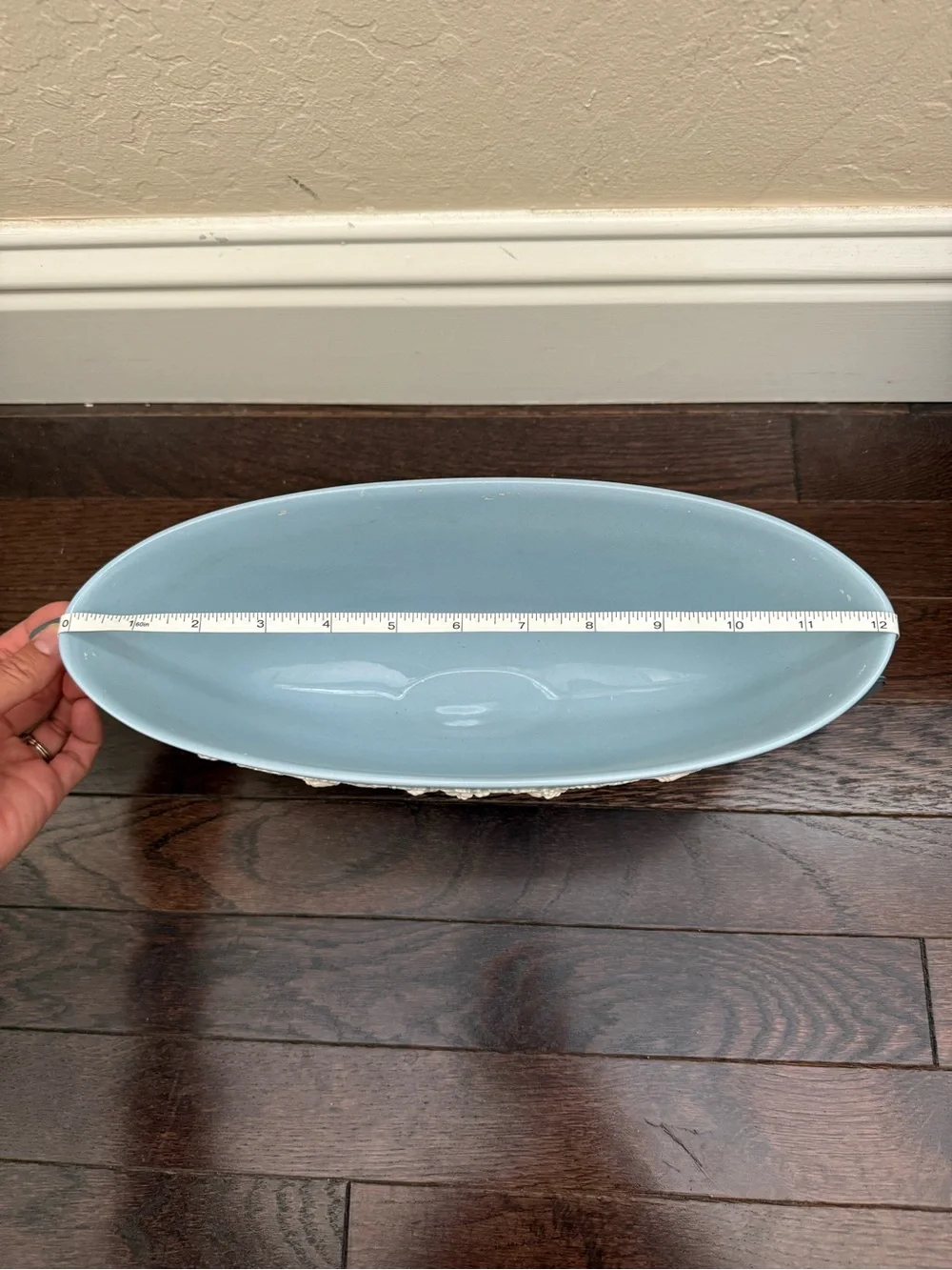 Wedgwood Pale Blue Pedestal Bowl with White Vine